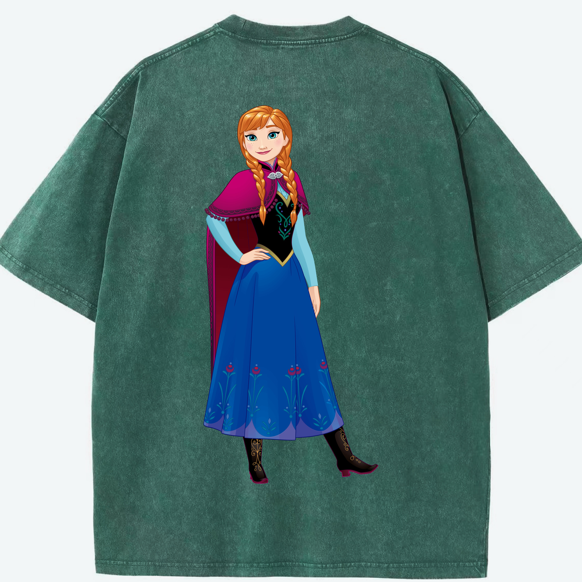 （画像用） アナと雪の女王 アンナ エルサ Frozen Anna Elsa 綿100% ヴィンテージ風 半袖Tシャツ（背面プリント）